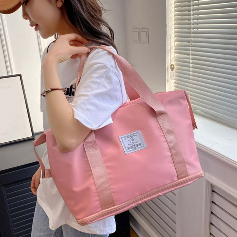 Large Capacity Folding Travel Bag, Travel Lightweight Waterproof Carry on Luggage Bags with Fixed Strap, Dry and Wet Separation